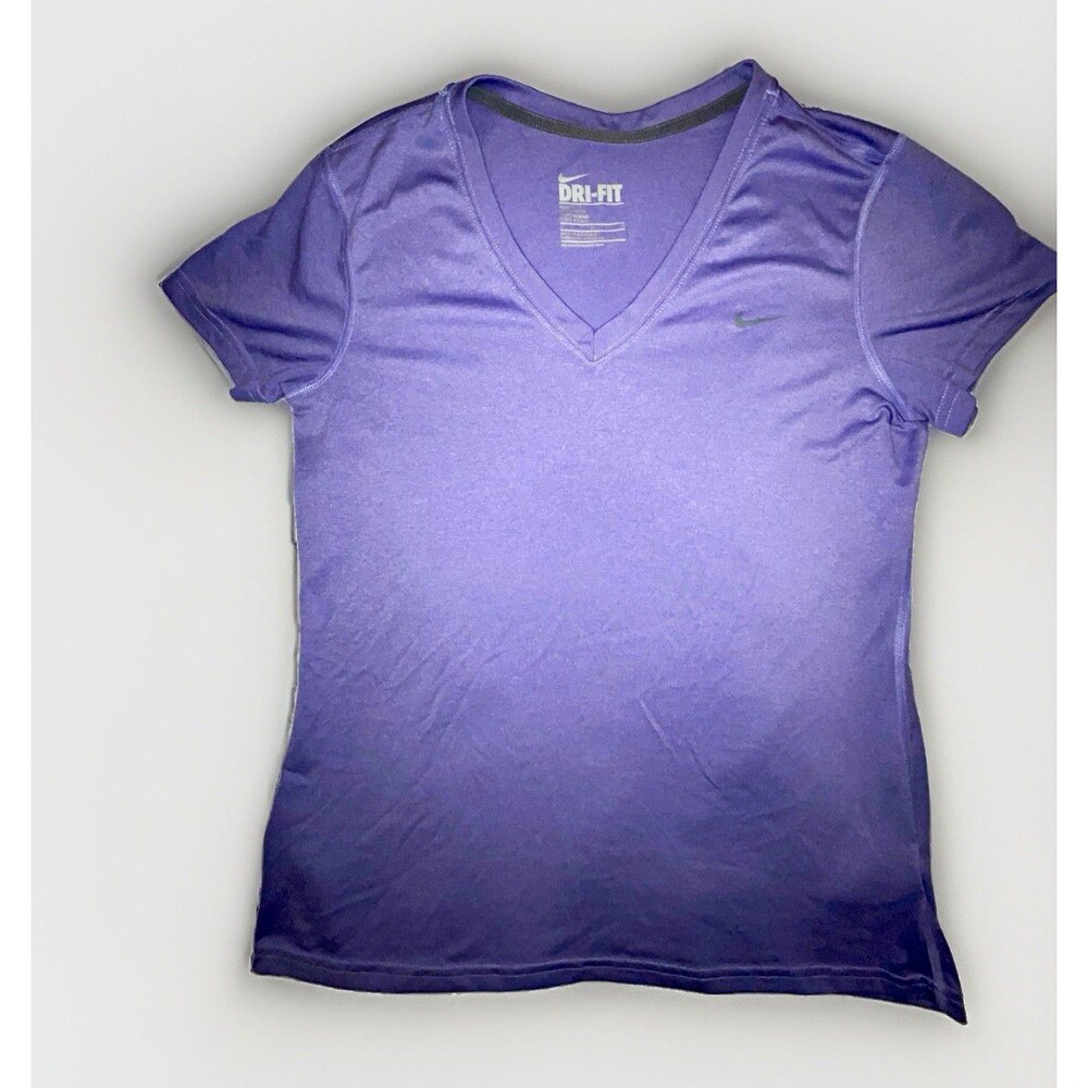 Nike Dri-FIT Women's Purple V-Neck Short Sleeve Athletic T-Shirt Size L
